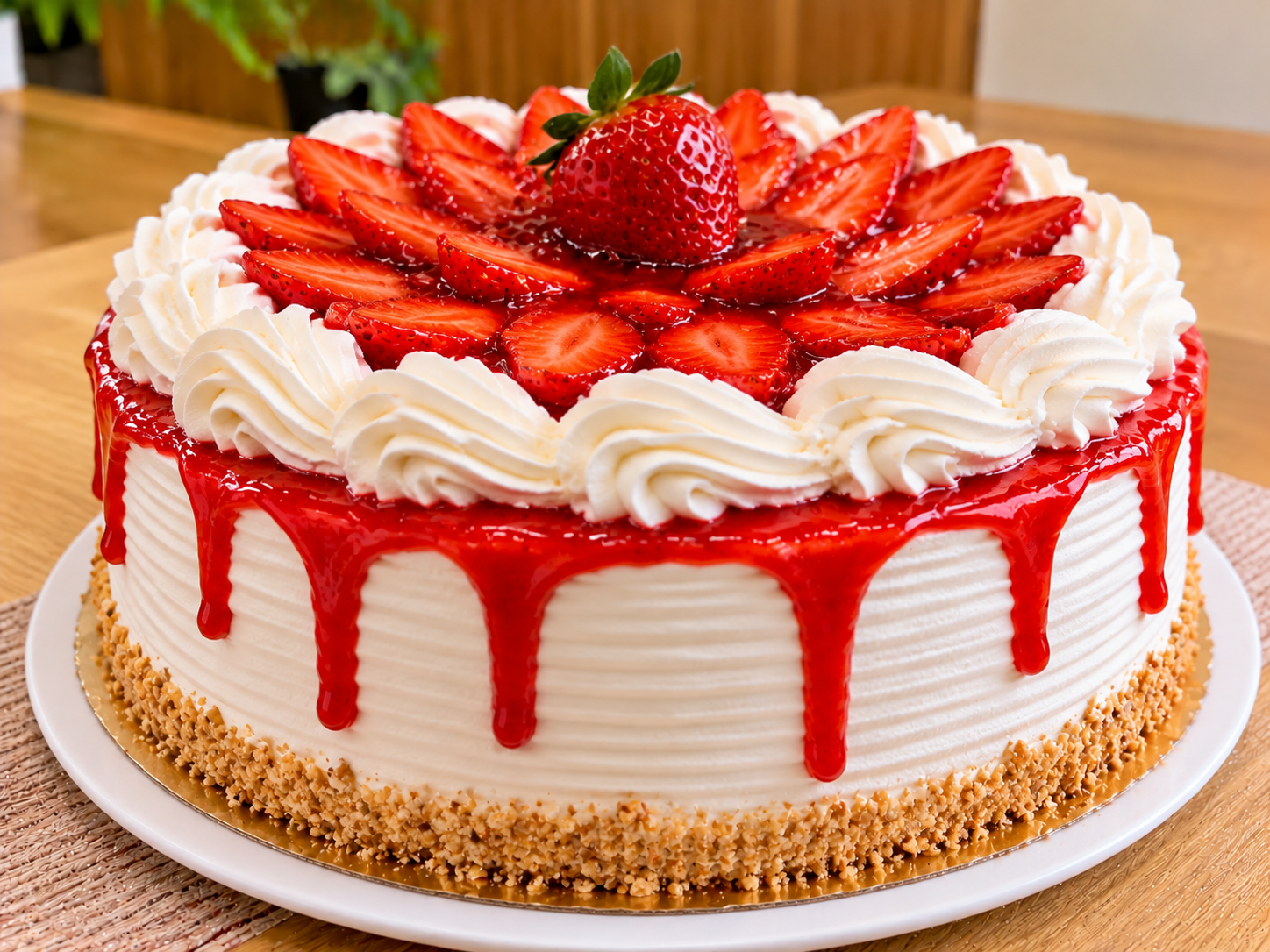 Tarta de crema con fresas frescas